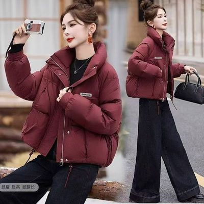 鸭鸭正品羽绒服女短款2025新款小个子显瘦百搭白鸭绒面包服外套潮