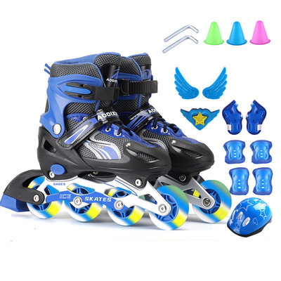 3-4-5-6-8-9-10-12岁男女溜冰鞋儿童全套装小孩儿旱冰轮滑鞋闪光