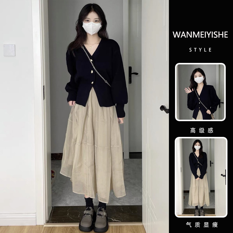 早春季2023年新款微胖茶系一整套穿搭梨形身材连衣裙子两件套装女怎么样,好用不?
