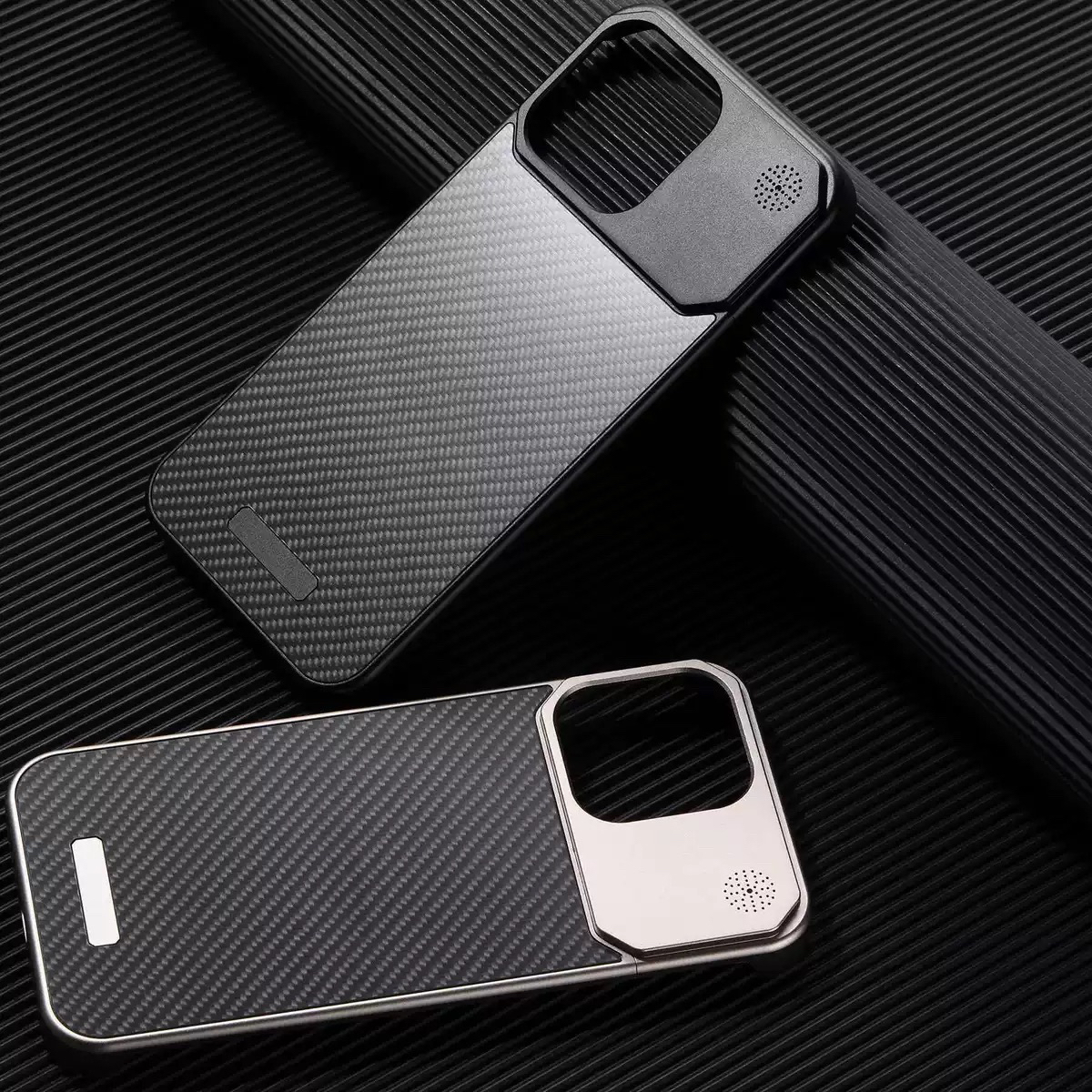 八方数码科技碳纤维香薰铝合金伸缩无边框适用于iPhone15promax磁吸手机壳防摔商务风苹果14promax保护套个性