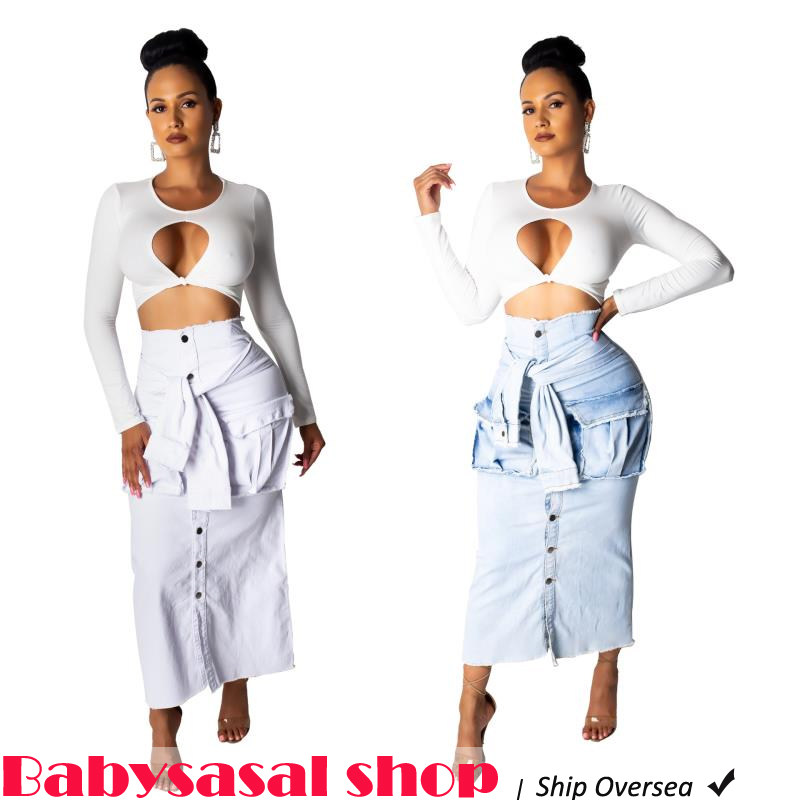 Ebay lady high waist denim skirt washed white jeans dress在類目 女裝/女士精品, 半身裙中 - 來自Buy2taobao.com提供專業的淘寶代購服務