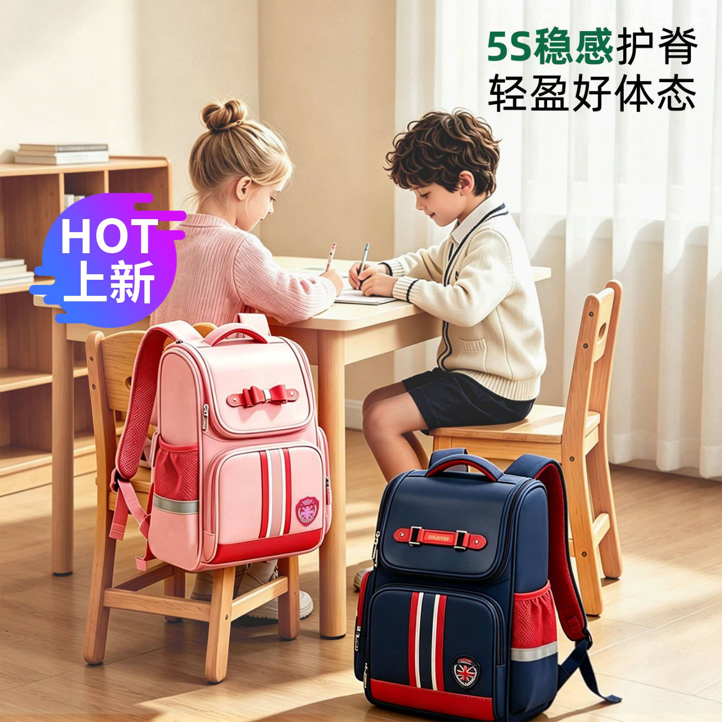 儿童书包男孩小学生减负护脊大+