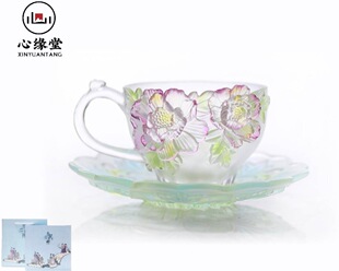 心缘堂十二花神咖啡杯套组一杯一托四月牡丹170ml