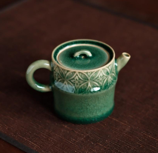 梵山堂钱纹窗花松影琉璃竹节壶 容量:110mL