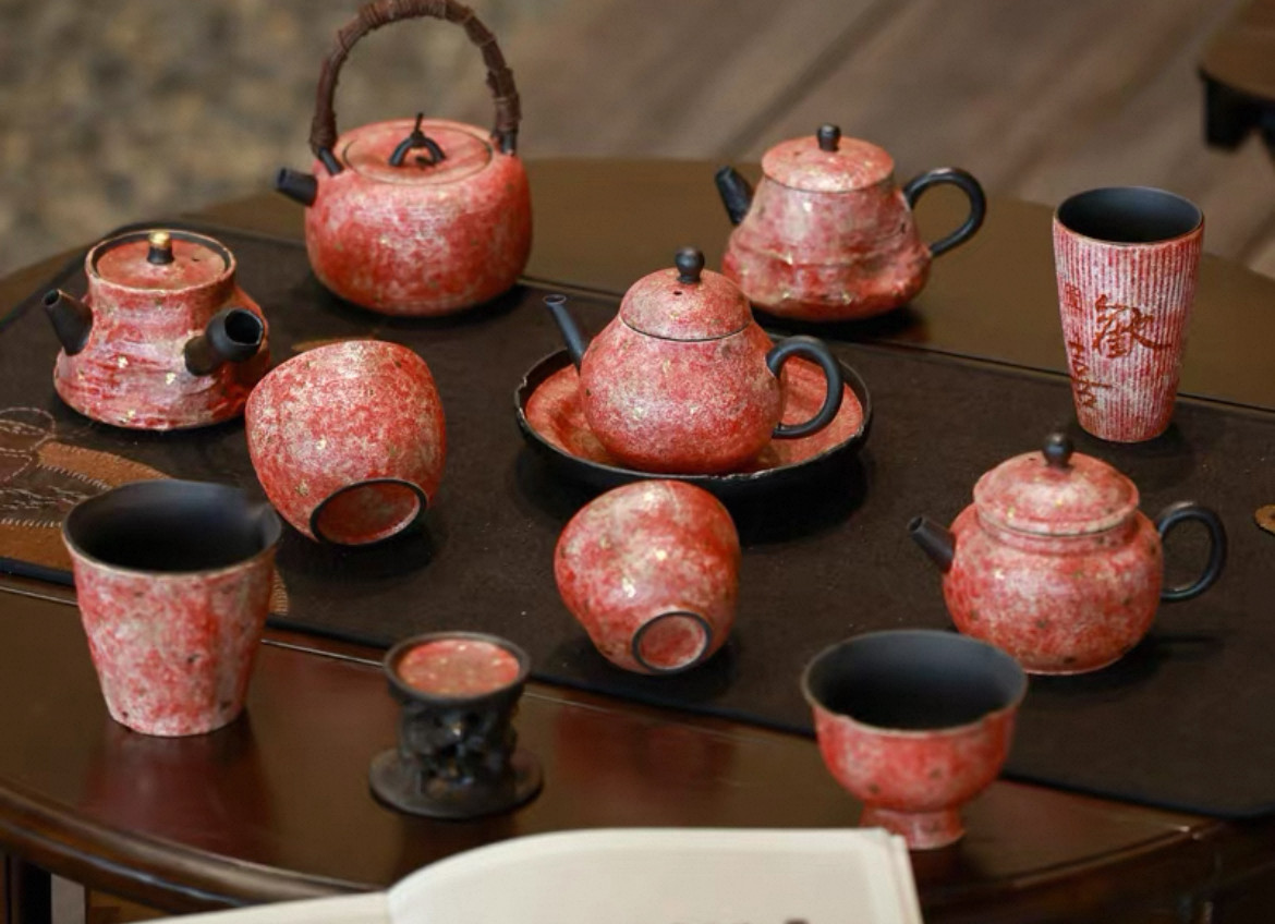 岩矿彩陶点金斑斓红茶壶侧把提梁壶茶杯单个复古家用茶具,居家布艺,茶席,淘宝优惠券,粉丝福利购,淘宝优惠卷