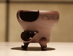 半斋茶器新品红粉引老饕炉