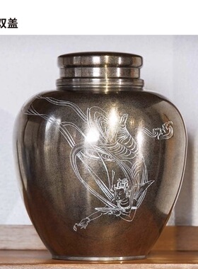 斑锡龙茶储至游茶仓古锡反雕高330x直径280mm