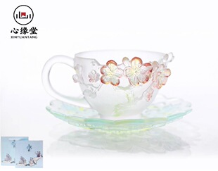心缘堂十二花神咖啡杯套组一杯一托二月梅花1 6 0ml