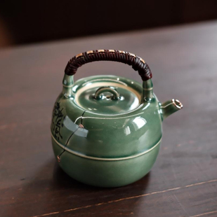 梵山堂松影琉璃诗文篆刻柿形小品壶 容量:170mL