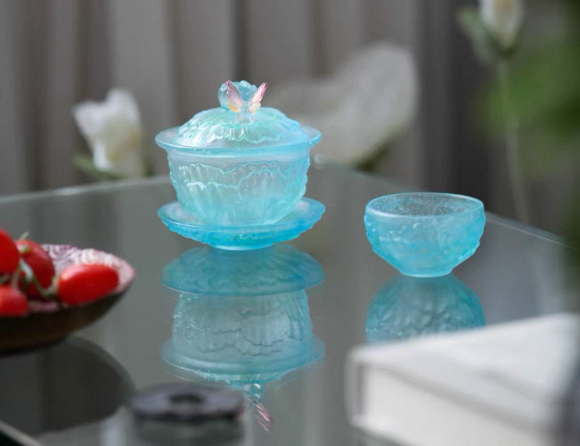 心缘堂琉璃蝶恋花蝶蝶盖碗茶杯单个蓝绿渐变茶盖碗小田甄选,居家布艺,茶席,淘宝优惠券,粉丝福利购,淘宝优惠卷