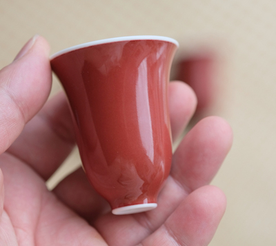 半斋 豇豆红釉秋露杯35ml