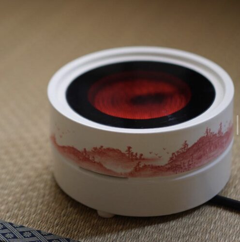 梵山堂经典苏打釉红山水圆电陶炉1000 W