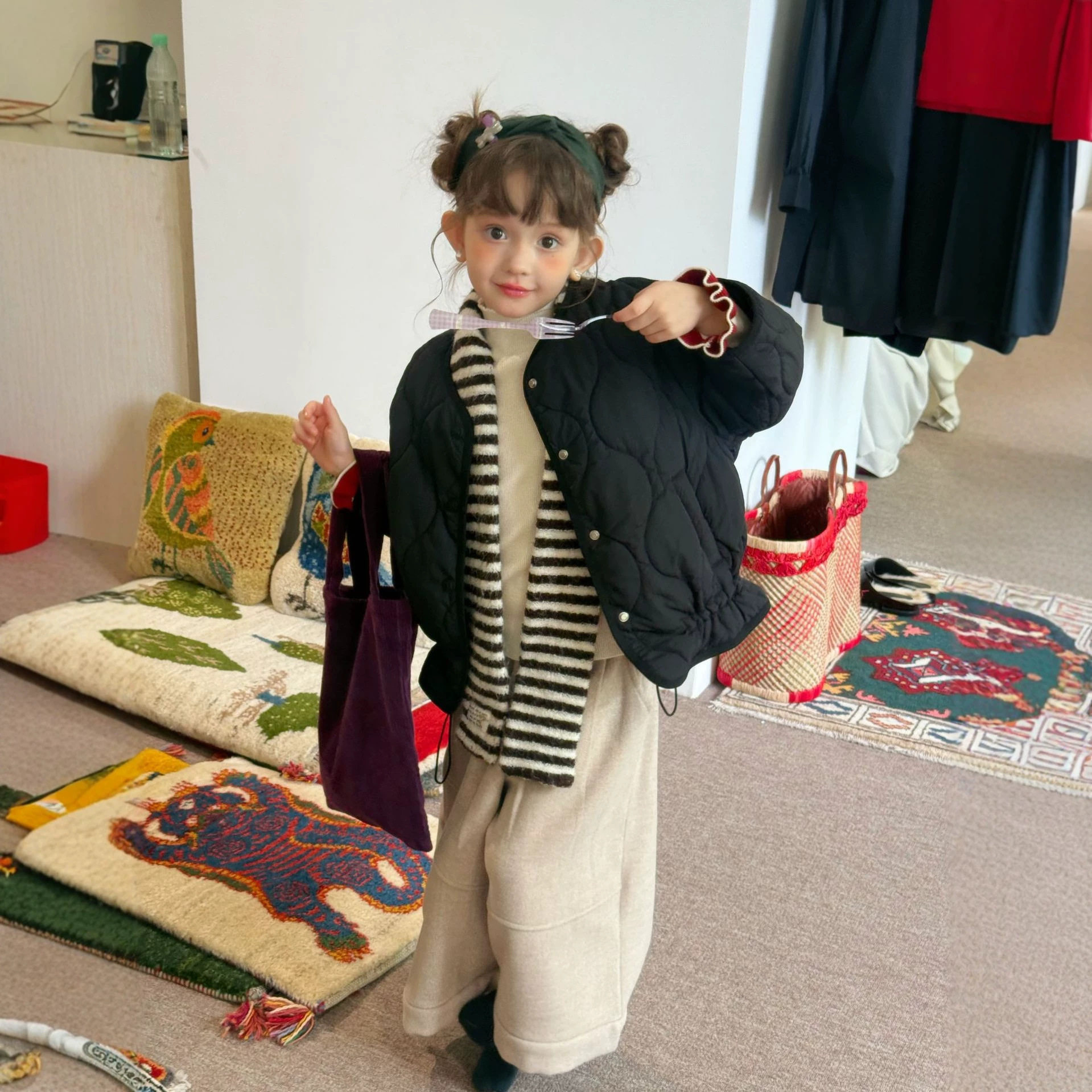 女童2026秋冬新款轻薄棉服儿童韩版洋气时髦抽绳防风外套女孩冬装
