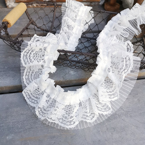 多款米白蕾丝雪纺欧根纱褶皱花边