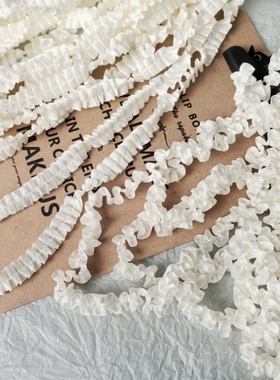 原创缩褶花边DIY奶油风 Lo帽延边洛丽塔发饰玩偶礼盒娃衣配饰辅料