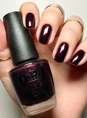 美国OPI指甲油黑樱桃珠光I43黑紫Black Cherry Chutney显白免照灯