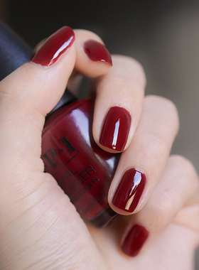 美国OPI指甲油布鲁斯深酒红车厘子色郎窑红w52枣红色p40显白免烤