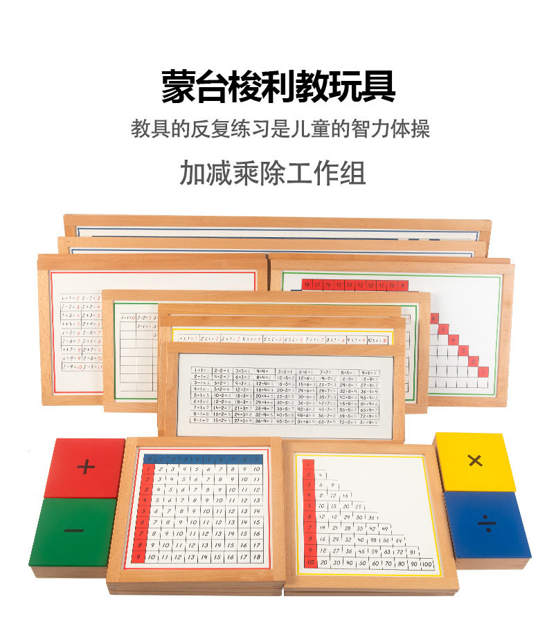 蒙氏数学教具加减乘除订正板心算板蒙台蒙特梭利儿童早教益智玩具