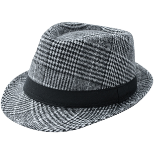 帽子男士秋冬天礼帽毛呢英伦爵士帽中年老年人爸爸帽绅士巴拿马帽