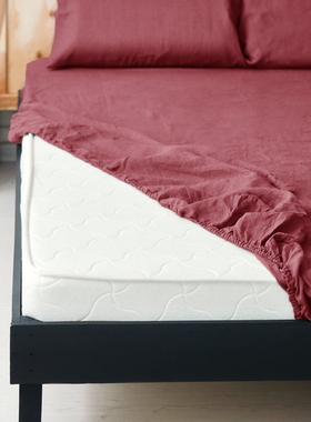 外贸法国原料汉麻床笠单件床垫席梦思保护套纯色防滑吸汗抑菌床单