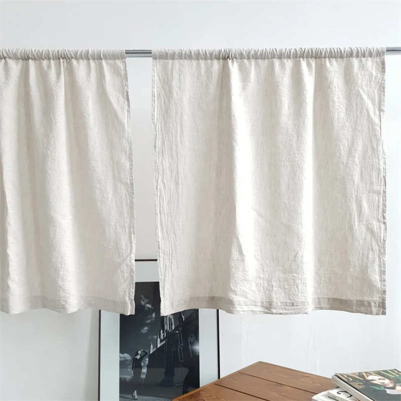 日式亚麻原色门帘出租屋卧室厨房半帘隔断帘榻榻米阳台帘子可定制