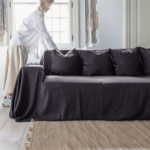 现代简约风纯色亚麻沙发巾长方形大尺寸盖布防尘布拍照背景布定制