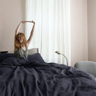 法国进口纯色100%纯亚麻四件套北欧全麻1.8/2m被套枕套床单三件套