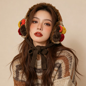 韩国甜美百搭针织毛绒耳罩女2025秋冬护耳防风系带耳暖毛绒耳套