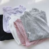 针织衫 圆领t恤女学生休闲防晒长袖 宽松显瘦百搭上衣 夏季 软糯薄款