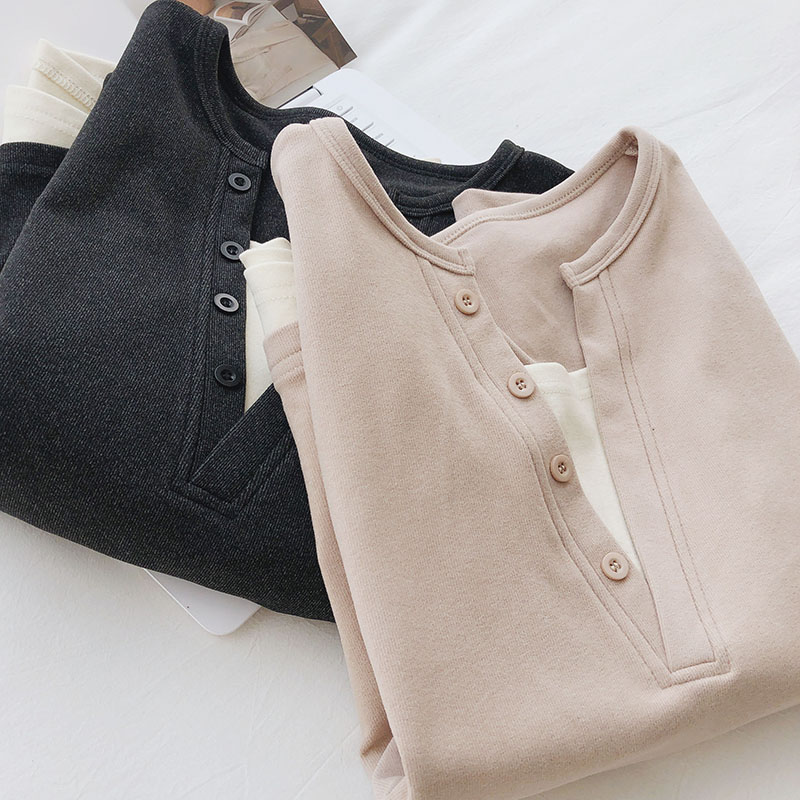 软绵绵打底衫秋冬加厚长袖t恤女