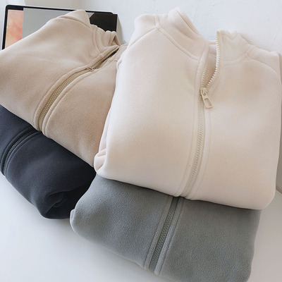 加绒加厚卫衣开衫女高领外套冬