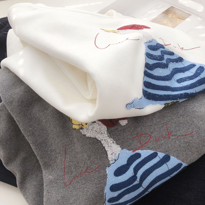 秋冬加厚保暖减龄印花长袖T恤女