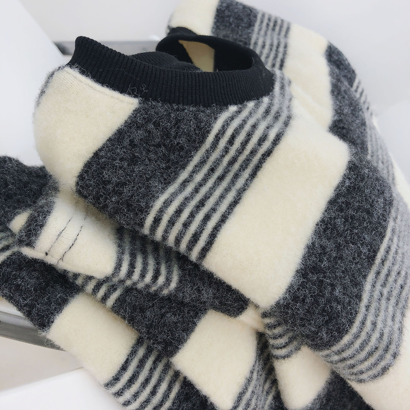 条纹宽松加绒加厚长袖T恤女秋冬