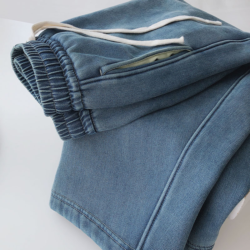 敲保暖！加绒阔腿牛仔裤女冬季高腰宽松加厚羊羔绒休闲拖地直筒裤,女装/女士精品,牛仔裤,淘宝优惠券,粉丝福利购,淘宝优惠卷