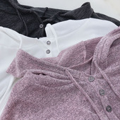 薄款 透气长袖 连帽t恤女夏季 JU软糯 学生宽松显瘦针织衫 防晒上衣