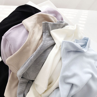 软绵绵羊绒舒适磨毛绒打底衫女秋冬显白米色宽松显瘦高领长袖T恤