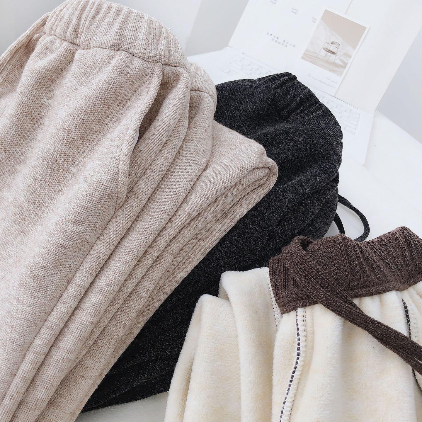 软糯羊绒垂感保暖加绒加厚长裤女