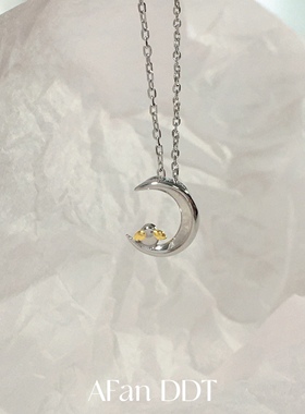 阿反大头银项链月亮小天使女生