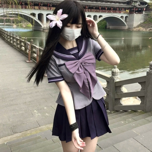 日系可爱蝴蝶结收腰萌系水手服套装 女夏 jk制服原创正版 学院风短袖