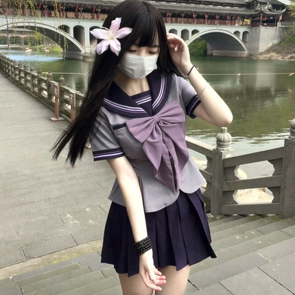 日系可爱蝴蝶结收腰萌系水手服套装jk制服原创正版学院风短袖女夏