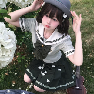 上衣 原創校供感軟妹萌系收腰水手服短袖 日系學院風JK制服套裝 正版
