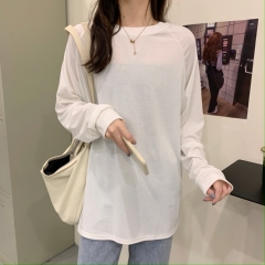 Real price women's large size women's fat mm white Long Sleeve bottoming shirt women's autumn and winter Plush medium length top