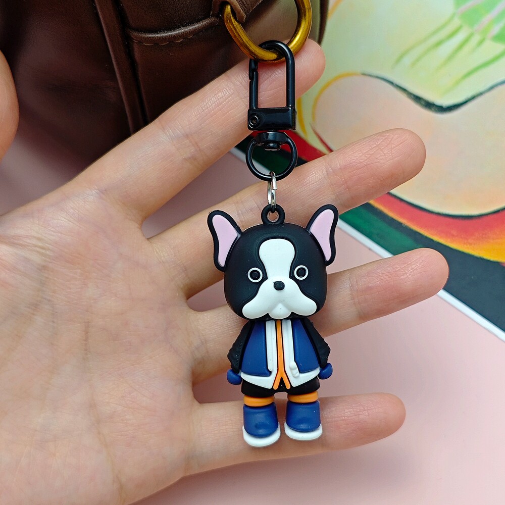 可爱法斗狗狗包包挂件秋田犬女士钥匙扣京巴宠物软胶挂饰