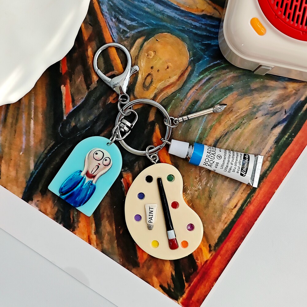 原创彩色颜料调色盘挂件小众创意油画呐喊梵高包包挂饰钥匙扣