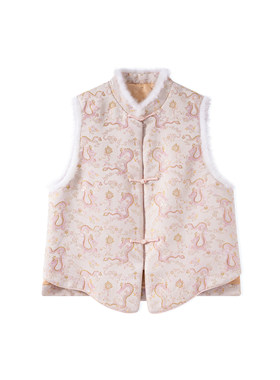 【柳哥延续】白色龙纹-100桑蚕丝宋锦加棉马甲中国风女装BZ25238