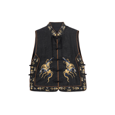 【福蝶】桑蚕丝新中式秋季休闲国风香云纱马甲外套上衣YM86507