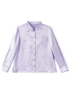 上久楷·山石牡丹-YZ300396新中式桑蚕丝衬衣时尚提花衬衫女装