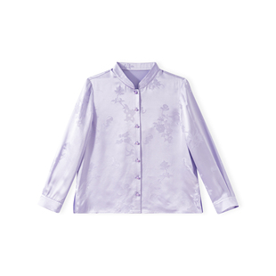 上久楷·山石牡丹-YZ300396新中式桑蚕丝衬衣时尚提花衬衫女装