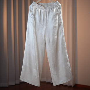 子中国风宽松休闲裤 桑蚕丝百搭裤 提花文艺国 QS6361新中式 锦瑟