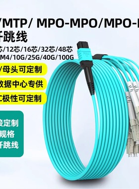 辉宏时代MPO光纤跳线40G/100G多模万兆OM3/OM4一分二MPO转LC/FC/MT8芯12芯24芯48芯QSFP光纤模块连接线电信级